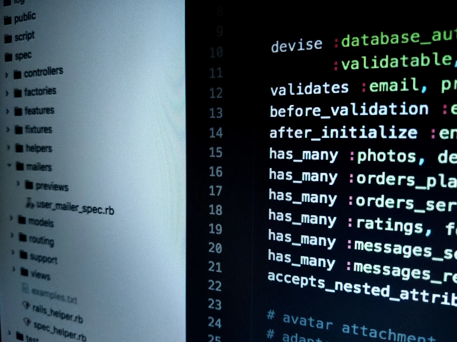 Software developer workspace with code on screen